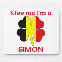 Personalized Belgian Kiss Me I'm Simon mousepads