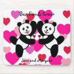 Personalized BFF Panda Friends Mousepad