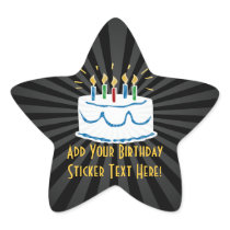 Personalized Birthday Cake Star Favour Sticker