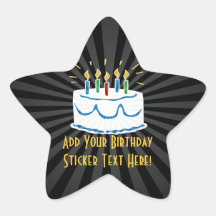Personalized Birthday Cake Star Favour Sticker