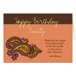 Personalized Birthday card--Paisley, Wharton Quote