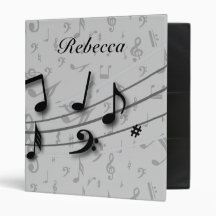 Personalized black and grey musical notes binders
