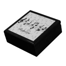 Personalized black and grey musical notes gift boxes
