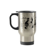 Personalized black and grey musical notes mugs