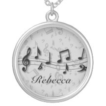 Personalized black and grey musical notes custom necklace