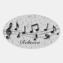 Personalized black and grey musical notes sticker