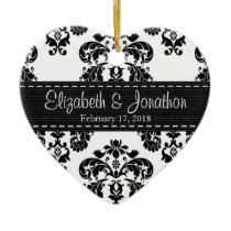 Personalized Black and White Damask Wedding Favour