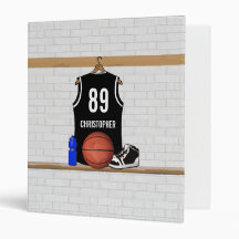 Personalized Black Basketball Jersey 3 Ring Binder