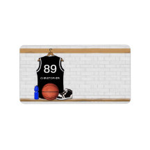 Personalized Black Basketball Jersey Address Label