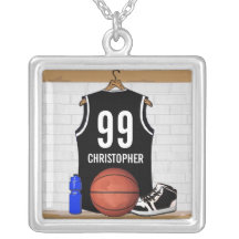 Personalized Black Basketball Jersey Personalized Necklace