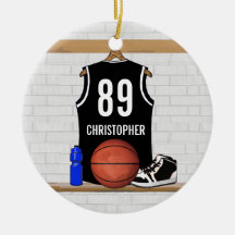 Personalized Black Basketball Jersey Christmas Ornaments