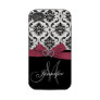 Personalized Black Damask Pink iPhone 4 Case-Mate