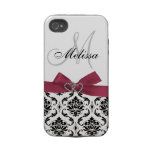 Personalized Black Damask Pink iPhone 4 Case-Mate