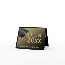 Personalized Black + Gold Graduation Announcement Card