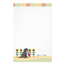 Personalized Black Labrador with Sunflowers Stationery