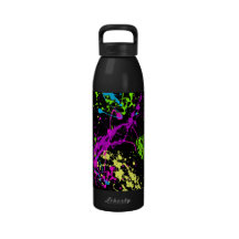 Personalized Black/Neon Splatter Drinking Bottle