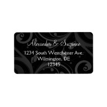 Personalized Black Swirl Wedding or Favour Labels