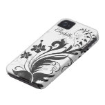 Personalized Black White Floral iPhone 4 Case