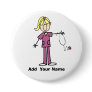 Personalized Blonde Stick Figure Nurse  Button