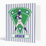 Personalized blue baseball star vinyl binders