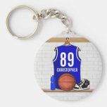 Personalized Blue Basketball Jersey Key Chain