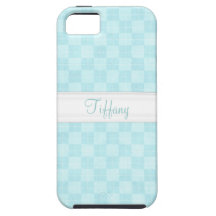 Personalized Blue Checks iPhone Case