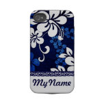 Personalized Blue Hawaii Flowers Iphone 4 Tough Cases