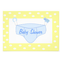 Personalized Boy Baby Shower Invitation - Diaper
