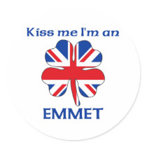 Personalized British Kiss Me I'm Emmet Round Stickers