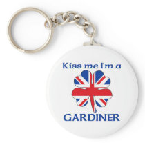 Personalized British Kiss Me I'm Gardiner keychains