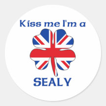 Personalized British Kiss Me I'm Sealy Round Sticker
