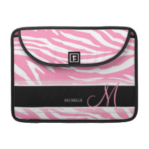Personalized Bubblegum Pink & White Zebra stripes MacBook Pro Sleeve