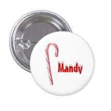 Personalized Candy Cane Button