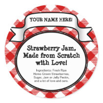 Personalized Canning Jar/Lid Label, Red Gingham