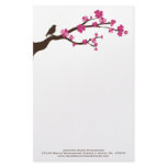 Personalized cherry blossom bird stationery