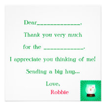 Personalized Christmas Thank You from Child Fill Custom Announcement