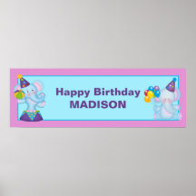Personalized  Circus Elephant Banner Print