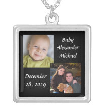 Personalized Collage 2 Photo Necklace Black w/Text