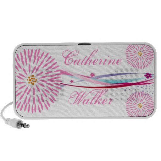 Personalized Contemporary Floral Doodle PC Speakers