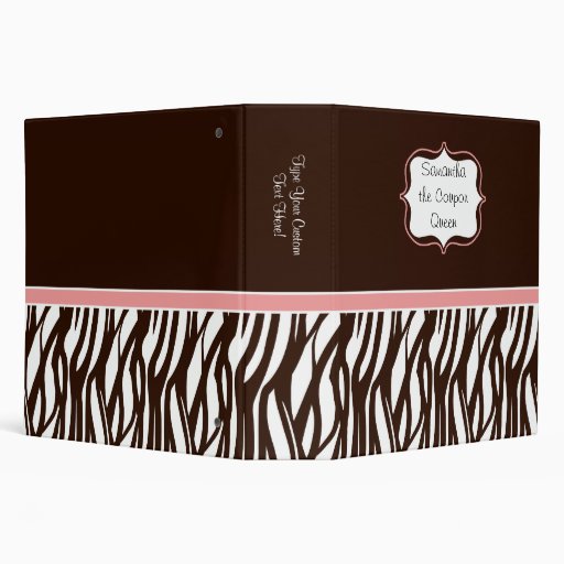 Personalized Coupon Binder, Funky Brown/Pink Zebra