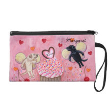 Personalized Cupcake and Labrador Fairies Painting Wristlet