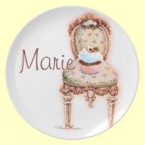 Personalized Cupcake & Victorian Chair Plate plates