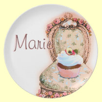 Personalized Cupcake & Victorian Chair Plate plates