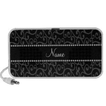 Personalized custom name black swirls portable speaker