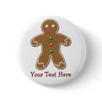 Personalized Cute Holiday Gingerbread Man Pin