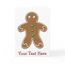 Personalized Cute Holiday Gingerbread Man Greeting Cards