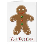 Personalized Cute Holiday Gingerbread Man Greeting Cards