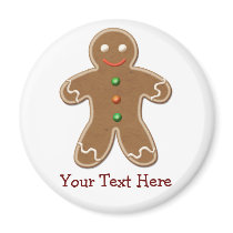 Personalized Cute Holiday Gingerbread Man Refrigerator Magnets