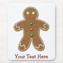 Personalized Cute Holiday Gingerbread Man Mouse Pad