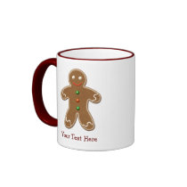 Personalized Cute Holiday Gingerbread Man Mugs